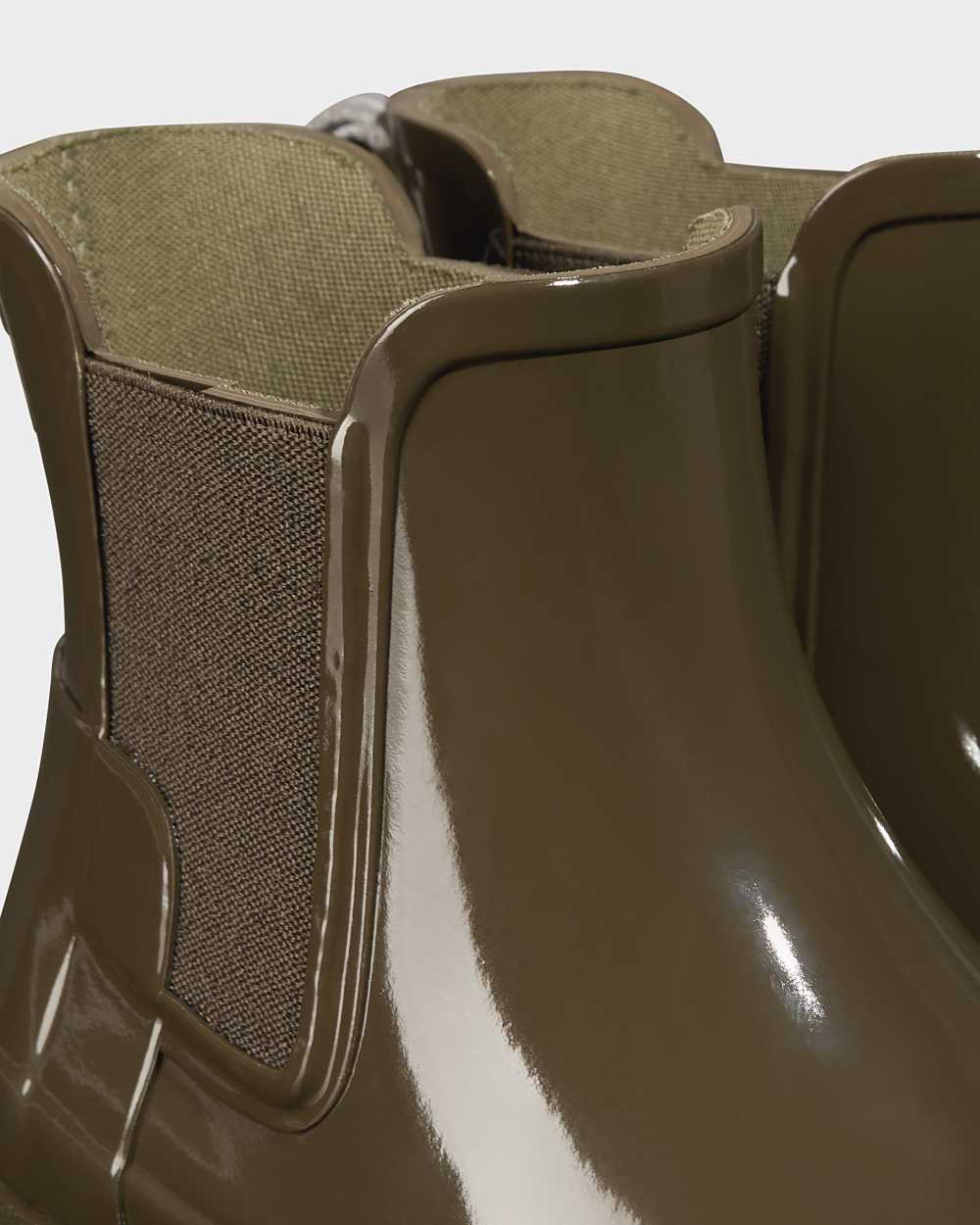 Hunter Refined Gloss Slim Fit Women's Chelsea Boots NZ-83778D Camo Green